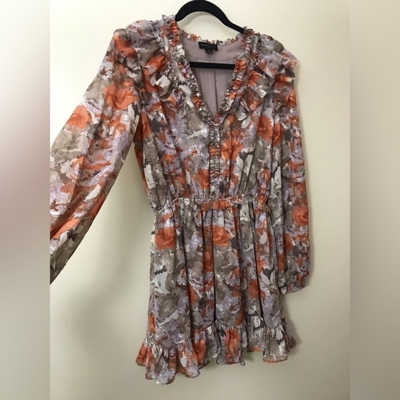 ANTHROPOLOGIE Current Air Womens Picot Stitch Ruffles Floral Mini Dress Size S - Picture 9 of 16